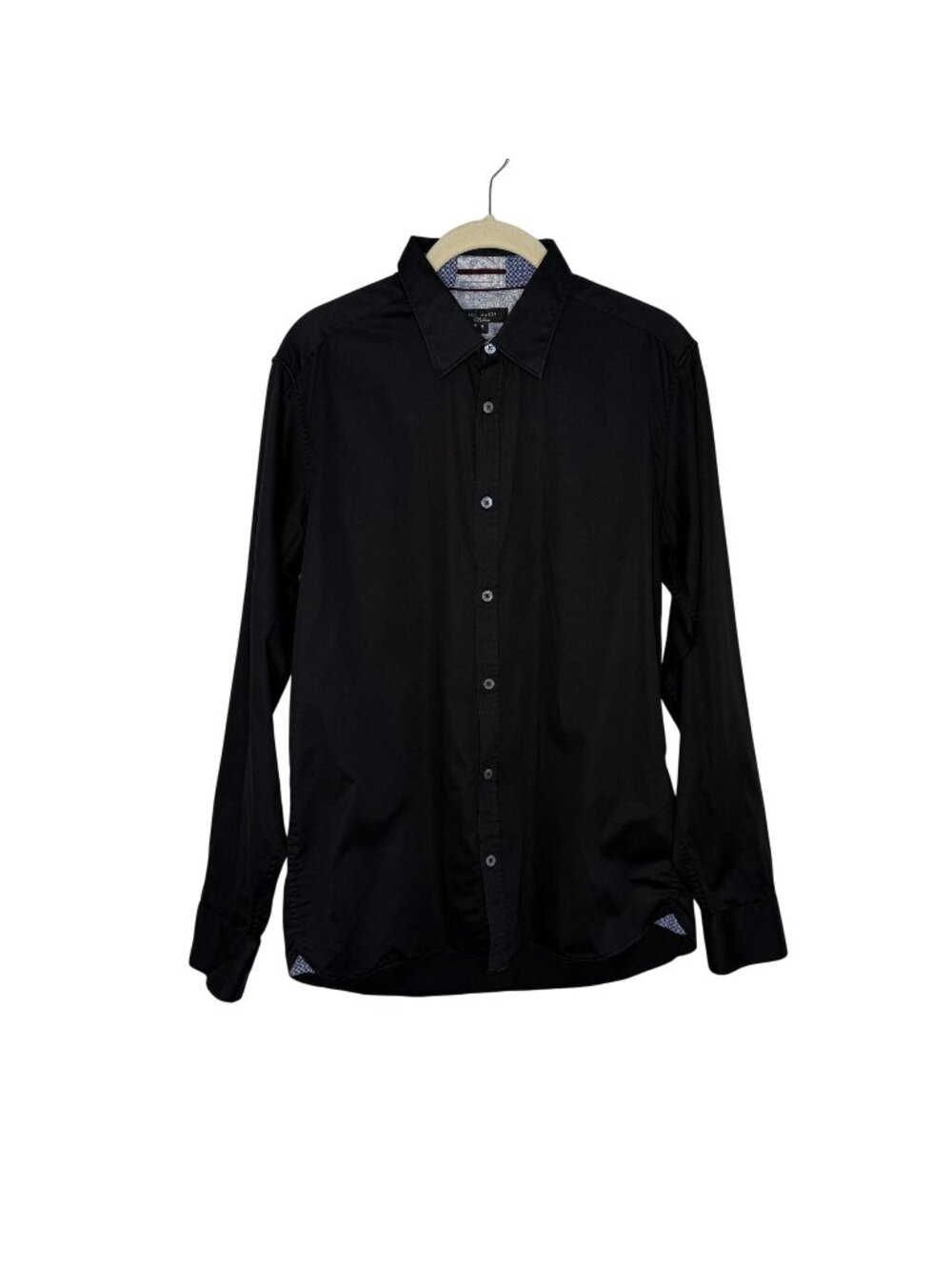 Ted Baker Black Button-Up Long Sleeve Shirt, 3 (M)